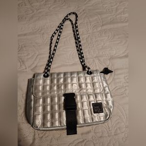 HKWP Silver Quilted Shoulder Bag